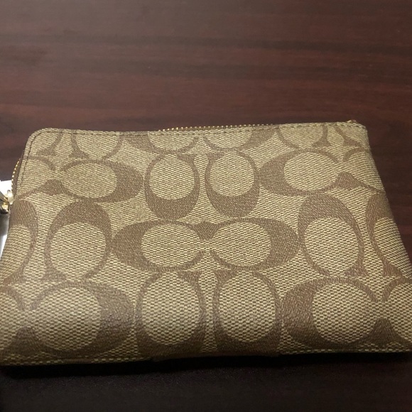 Coach Signature PVC Leather Corner Zip Wristlet - Picture 2 of 5